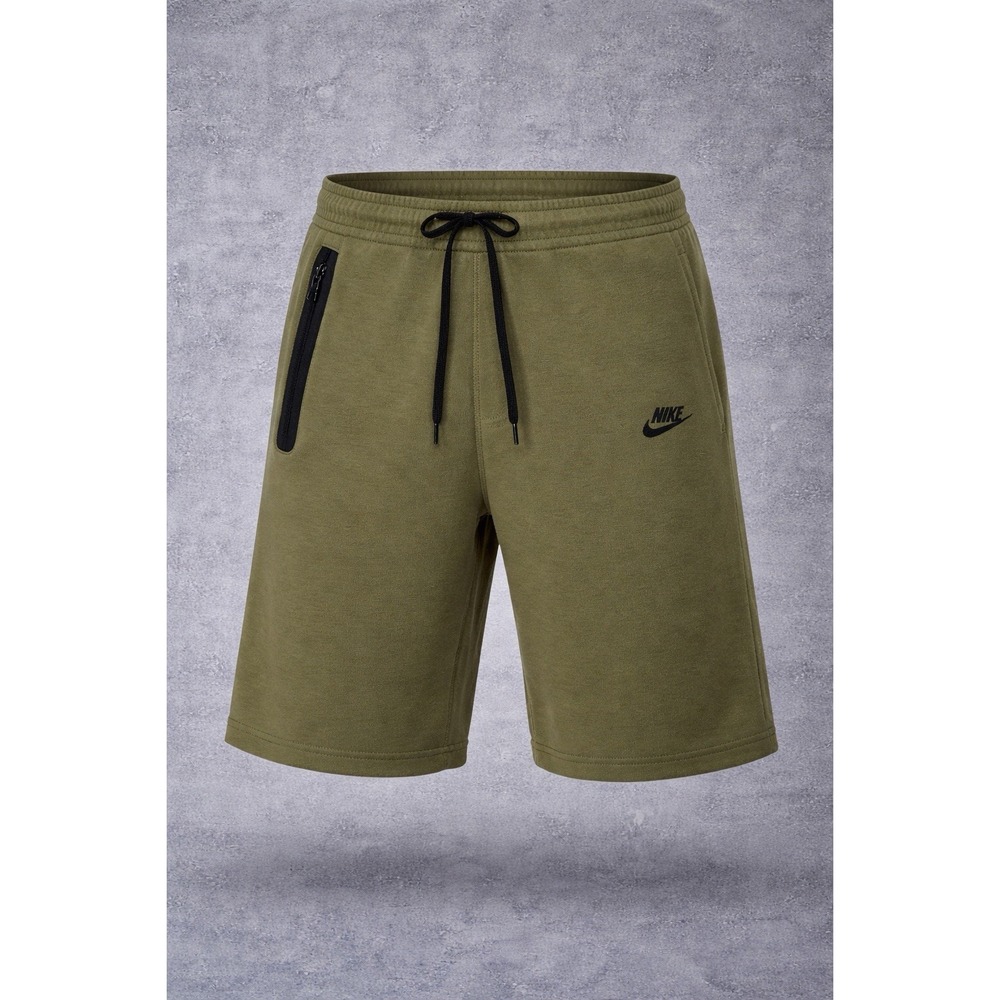 Nike Olive Green Athletic Sweat Shorts Zip Pocket Drawstring Mens Large Tall LTT